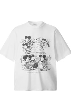 320g Heavyweight American Retro Small Collar Rice Comic Short Sleeve T-Shirt for Men and Women - Loose Street Fashion Top