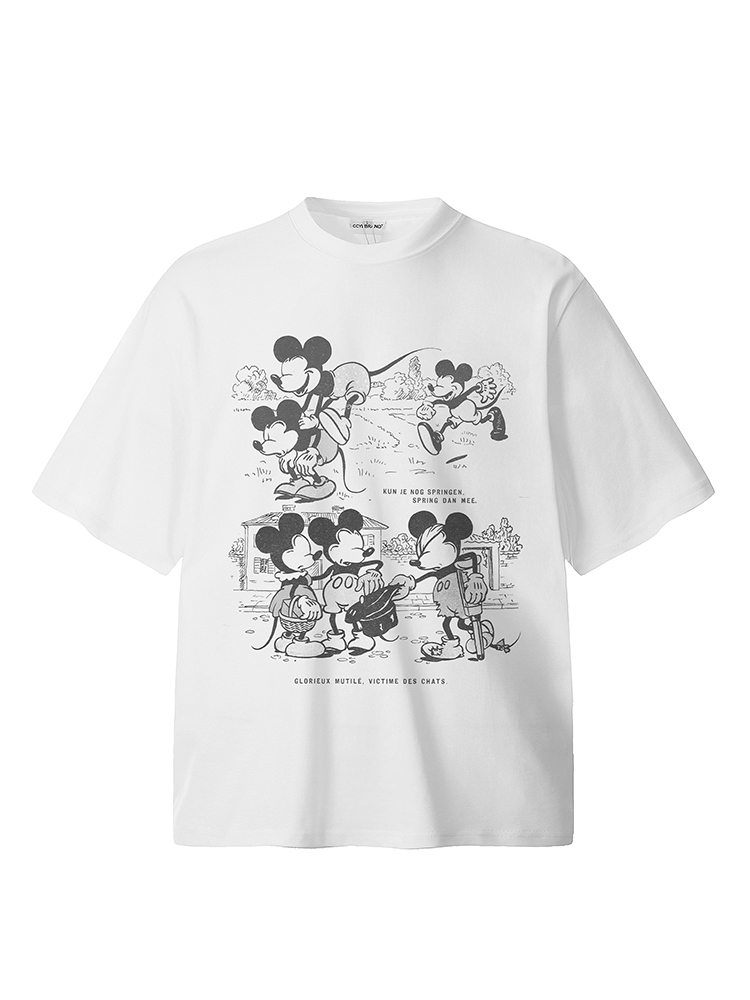 320g Heavyweight American Retro Small Collar Rice Comic Short Sleeve T-Shirt for Men and Women - Loose Street Fashion Top 320g Heavyweight American Retro Small Collar Rice Comic Short Sleeve T-Shirt for Men and Women - Loose Street Fashion Top