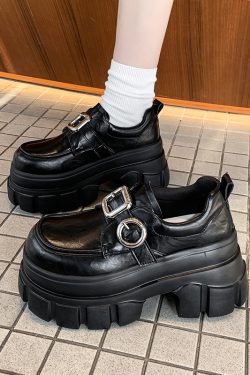 8cm Chunky Heeled Leather Loafers for Women - 2025 Spring British Style Thick-Soled Shoes to Match Skirts