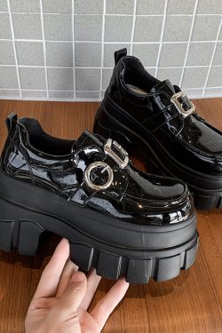 8cm Chunky Heeled Leather Loafers for Women - 2025 Spring British Style Thick-Soled Shoes to Match Skirts