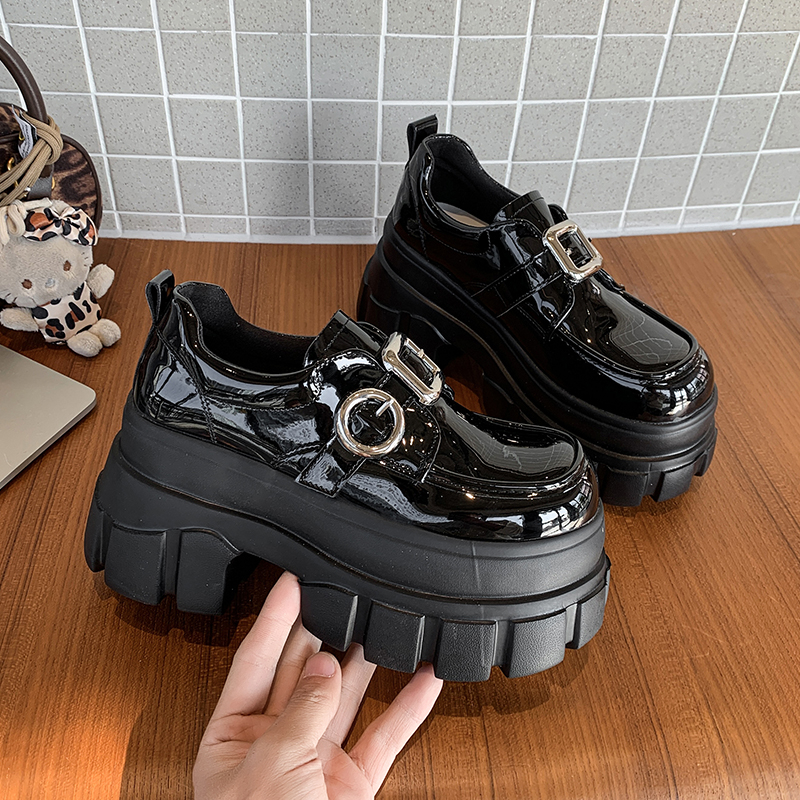 8cm Chunky Heeled Leather Loafers for Women - 2025 Spring British Style Thick-Soled Shoes to Match Skirts 8cm Chunky Heeled Leather Loafers for Women - 2025 Spring British Style Thick-Soled Shoes to Match Skirts