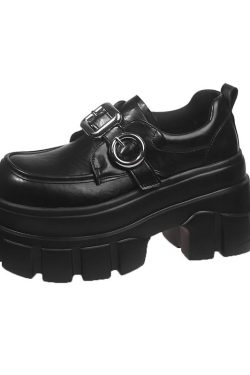 8cm Chunky Heeled Leather Loafers for Women - 2025 Spring British Style Thick-Soled Shoes to Match Skirts