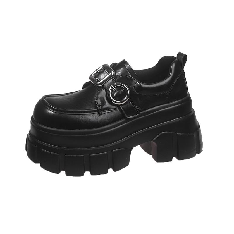 8cm Chunky Heeled Leather Loafers for Women - 2025 Spring British Style Thick-Soled Shoes to Match Skirts 8cm Chunky Heeled Leather Loafers for Women - 2025 Spring British Style Thick-Soled Shoes to Match Skirts