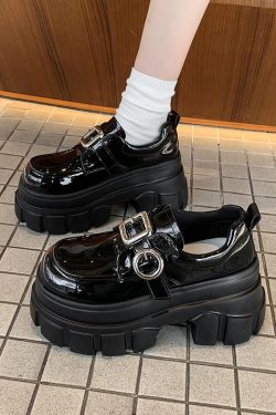 8cm Chunky Heeled Leather Loafers for Women - 2025 Spring British Style Thick-Soled Shoes to Match Skirts