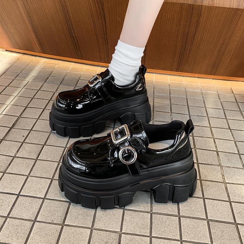 8cm Chunky Heeled Leather Loafers for Women - 2025 Spring British Style Thick-Soled Shoes to Match Skirts 8cm Chunky Heeled Leather Loafers for Women - 2025 Spring British Style Thick-Soled Shoes to Match Skirts