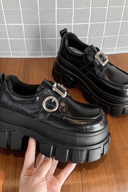 8cm Chunky Heeled Leather Loafers for Women - 2025 Spring British Style Thick-Soled Shoes to Match Skirts