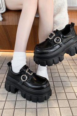 8cm Chunky Heeled Leather Loafers for Women - 2025 Spring British Style Thick-Soled Shoes to Match Skirts