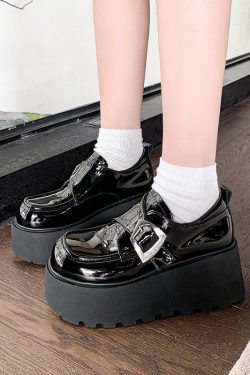 8cm Height-Increasing Black Leather Loafers for Petite Women, 2025 British Style Thick-Soled Flats in Small Sizes