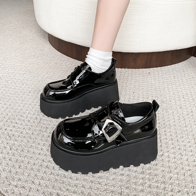 8cm Height-Increasing Black Leather Loafers for Petite Women, 2025 British Style Thick-Soled Flats in Small Sizes 8cm Height-Increasing Black Leather Loafers for Petite Women, 2025 British Style Thick-Soled Flats in Small Sizes