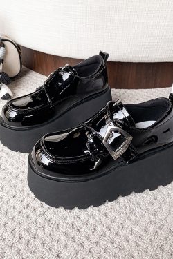 8cm Height-Increasing Black Leather Loafers for Petite Women, 2025 British Style Thick-Soled Flats in Small Sizes