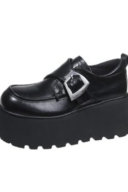 8cm Height-Increasing Black Leather Loafers for Petite Women, 2025 British Style Thick-Soled Flats in Small Sizes