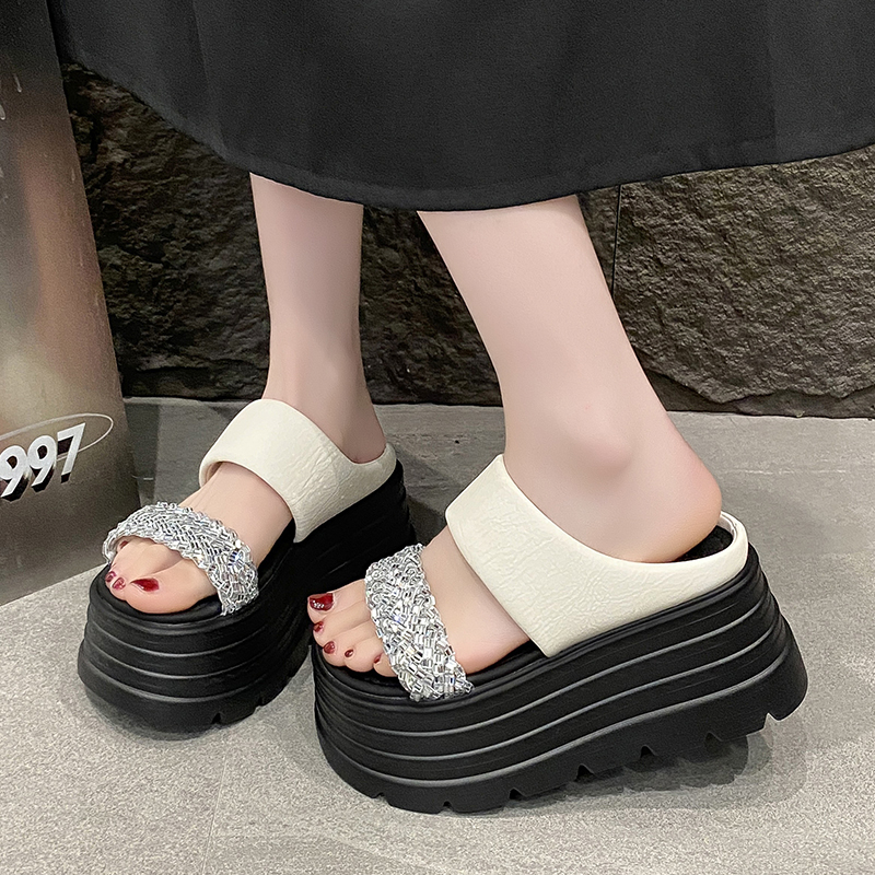 8cm Thick-Soled Height-Increasing Sandals for Women - Summer Rhinestone Fairy Style Beach Shoes for Skirts - 2025 Trend 8cm Thick-Soled Height-Increasing Sandals for Women - Summer Rhinestone Fairy Style Beach Shoes for Skirts - 2025 Trend
