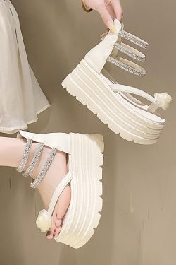 8cm Thick-Soled Roman Sandals for Women - 2025 Summer Style, Perfect with Skirts, Ideal for Petite Heights, Trendy Toe-Post Design
