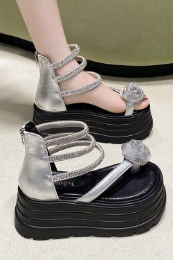 8cm Thick-Soled Roman Sandals for Women - 2025 Summer Style, Perfect with Skirts, Ideal for Petite Heights, Trendy Toe-Post Design
