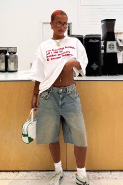 90s American Retro Clean Fit Letter Slogan White Short Sleeve T-Shirt for Women - Oversized Summer Style