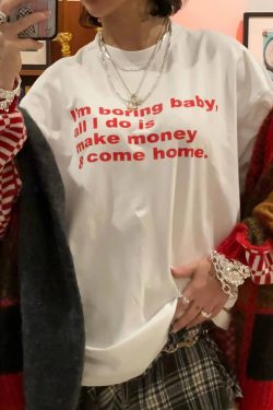 90s American Retro Clean Fit Letter Slogan White Short Sleeve T-Shirt for Women - Oversized Summer Style