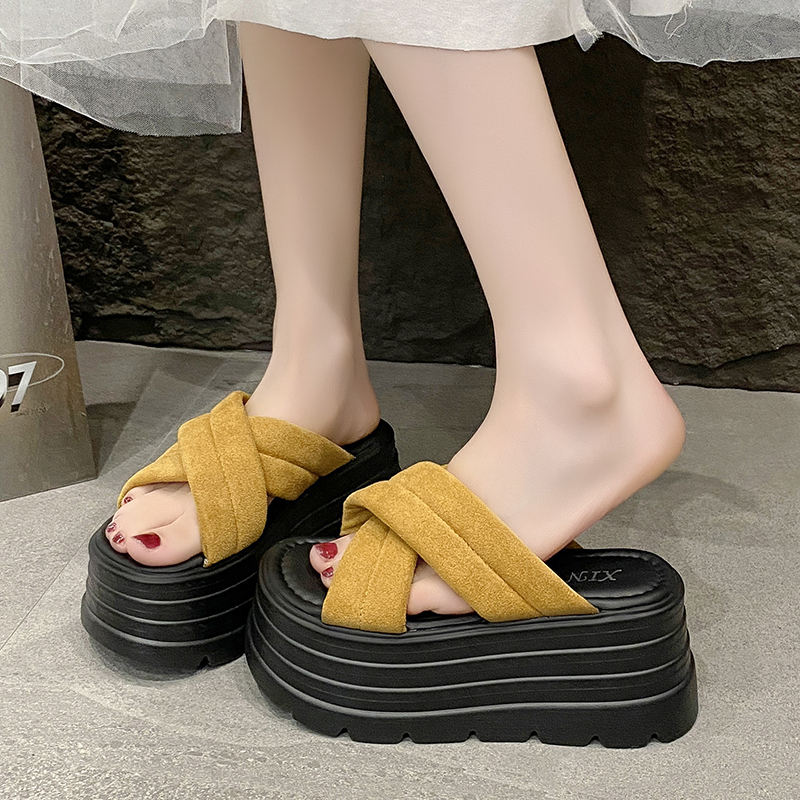 9cm Thick-Soled Cross Fairy-Style Sandals for Women - Summer Height-Increasing Slides for Petite Figures, Perfect for Skirts 9cm Thick-Soled Cross Fairy-Style Sandals for Women - Summer Height-Increasing Slides for Petite Figures, Perfect for Skirts