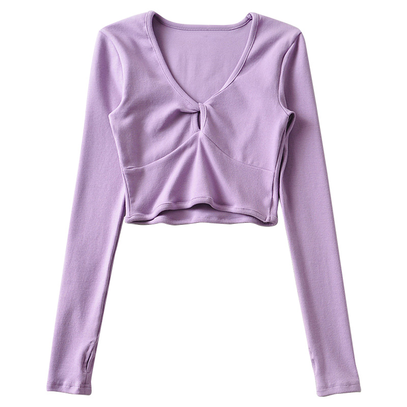 American Cute Girl V-Neck Hollow High Waist Short Slim Long Sleeve T-Shirt Top - Solid Color Y2K Style American Cute Girl V-Neck Hollow High Waist Short Slim Long Sleeve T-Shirt Top - Solid Color Y2K Style