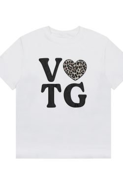 American Heart Letter Print Short Sleeve T-Shirt for Men and Women - Loose Fit Versatile Tee for Spring/Summer 2025