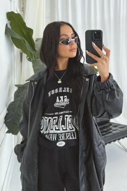 American Retro Black Letter Oversized Short Sleeve T-Shirt for Women - Summer 90s Street Style Top