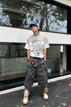 American Retro Camouflage Cargo Shorts for Men & Women - Loose-Fitting, Casual Wide-Leg Summer Shorts