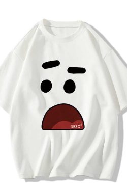 American Retro Cartoon Graphic Cotton Short-Sleeve T-Shirt for Men & Women Plus Size Loose Fit Couple Outfit