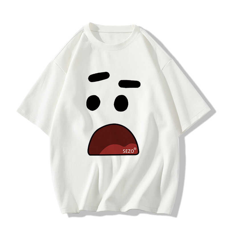 American Retro Cartoon Graphic Cotton Short-Sleeve T-Shirt for Men & Women Plus Size Loose Fit Couple Outfit American Retro Cartoon Graphic Cotton Short-Sleeve T-Shirt for Men & Women Plus Size Loose Fit Couple Outfit