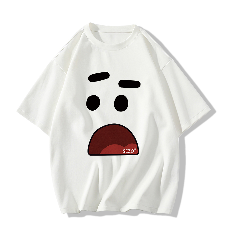 American Retro Cartoon Graphic Cotton Short-Sleeve T-Shirt for Men & Women Plus Size Loose Fit Couple Outfit American Retro Cartoon Graphic Cotton Short-Sleeve T-Shirt for Men & Women Plus Size Loose Fit Couple Outfit