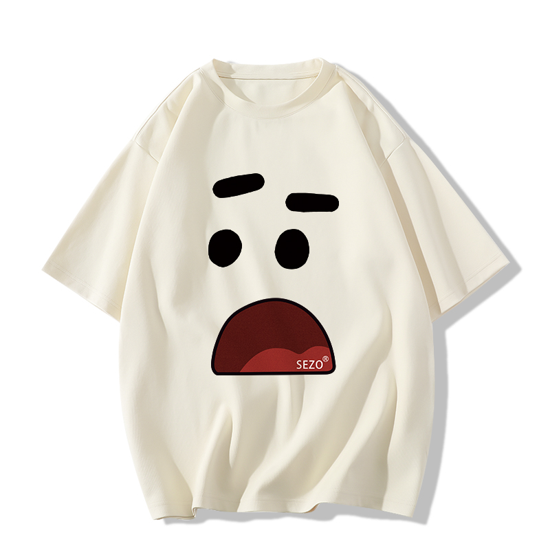 American Retro Cartoon Graphic Cotton Short-Sleeve T-Shirt for Men & Women Plus Size Loose Fit Couple Outfit American Retro Cartoon Graphic Cotton Short-Sleeve T-Shirt for Men & Women Plus Size Loose Fit Couple Outfit