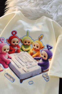 American Retro Cartoon Print Cotton Short Sleeve T-Shirt for Men and Women, Plus Size, Loose Fit, Versatile Couple Style