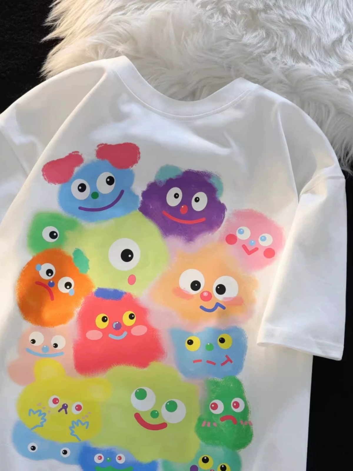 American Retro Cartoon Print Pure Cotton Short Sleeve T-Shirt for Men and Women, Plus Size Loose Fit Couple Top American Retro Cartoon Print Pure Cotton Short Sleeve T-Shirt for Men and Women, Plus Size Loose Fit Couple Top