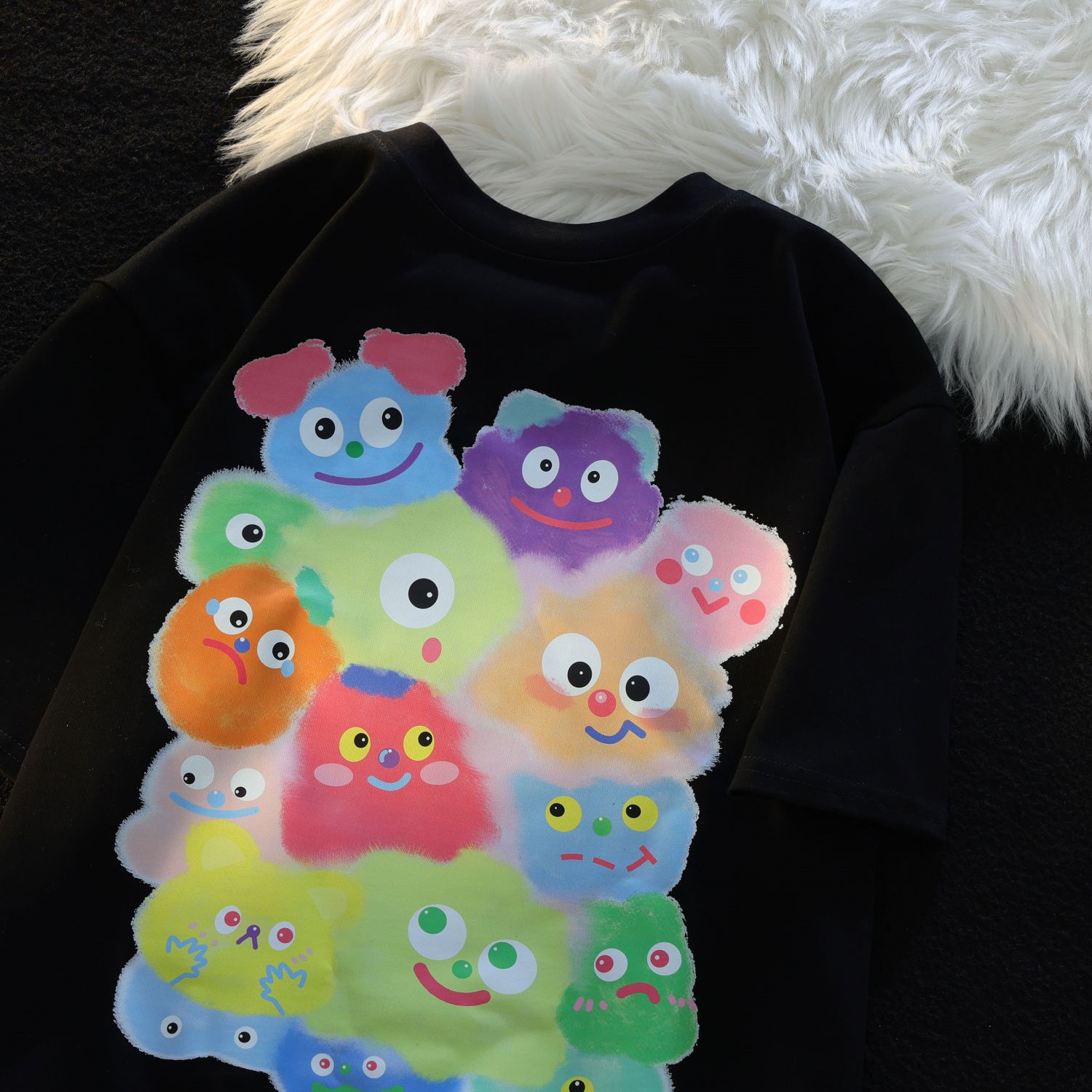 American Retro Cartoon Print Pure Cotton Short Sleeve T-Shirt for Men and Women, Plus Size Loose Fit Couple Top American Retro Cartoon Print Pure Cotton Short Sleeve T-Shirt for Men and Women, Plus Size Loose Fit Couple Top