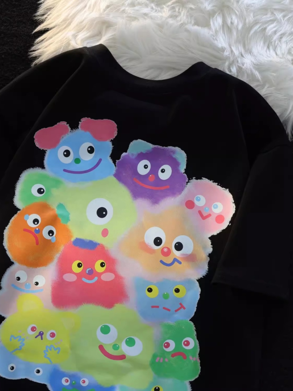 American Retro Cartoon Print Pure Cotton Short Sleeve T-Shirt for Men and Women, Plus Size Loose Fit Couple Top American Retro Cartoon Print Pure Cotton Short Sleeve T-Shirt for Men and Women, Plus Size Loose Fit Couple Top