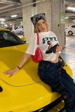 American Retro Cartoon White Short Sleeve T-Shirt for Women - Summer Oversized Street Style Top