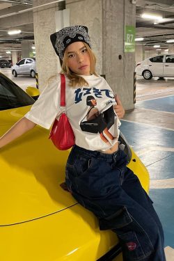 American Retro Cartoon White Short Sleeve T-Shirt for Women - Summer Oversized Street Style Top