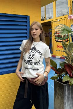 American Retro Casual Short Sleeve T-Shirt for Women - Trendy Summer Street Style Top, Versatile Everyday Wear