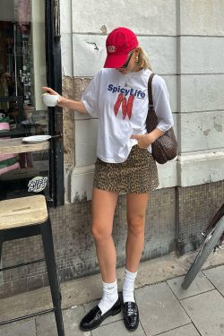 American Retro Chili Print Oversized Short Sleeve T-Shirt for Women - Trendy Casual Summer Top in European and American Style