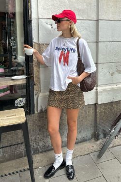 American Retro Chili Print Oversized Short Sleeve T-Shirt for Women - Trendy Casual Summer Top in European and American Style