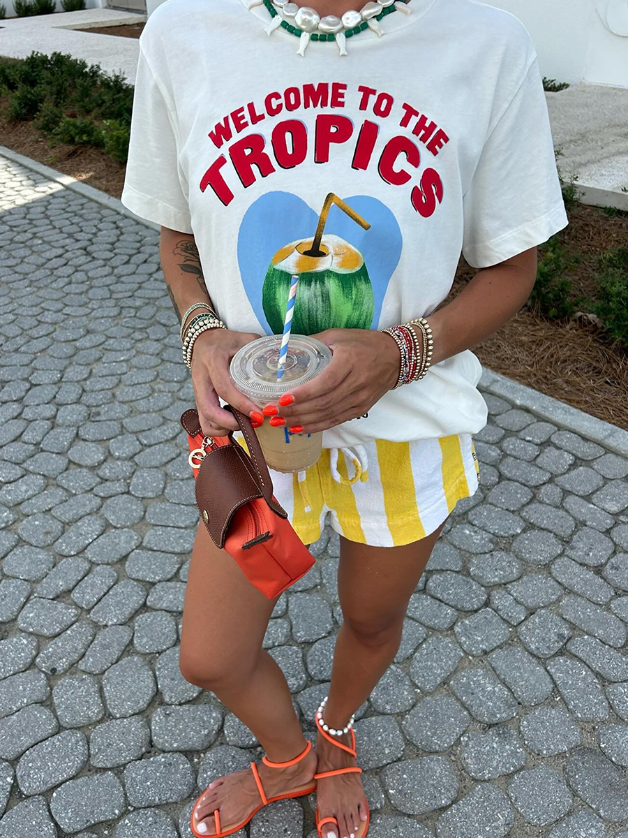 American Retro Coconut Print Pure Cotton Short-Sleeve T-Shirt for Women - Oversized Summer Y2K Trendy Top American Retro Coconut Print Pure Cotton Short-Sleeve T-Shirt for Women - Oversized Summer Y2K Trendy Top