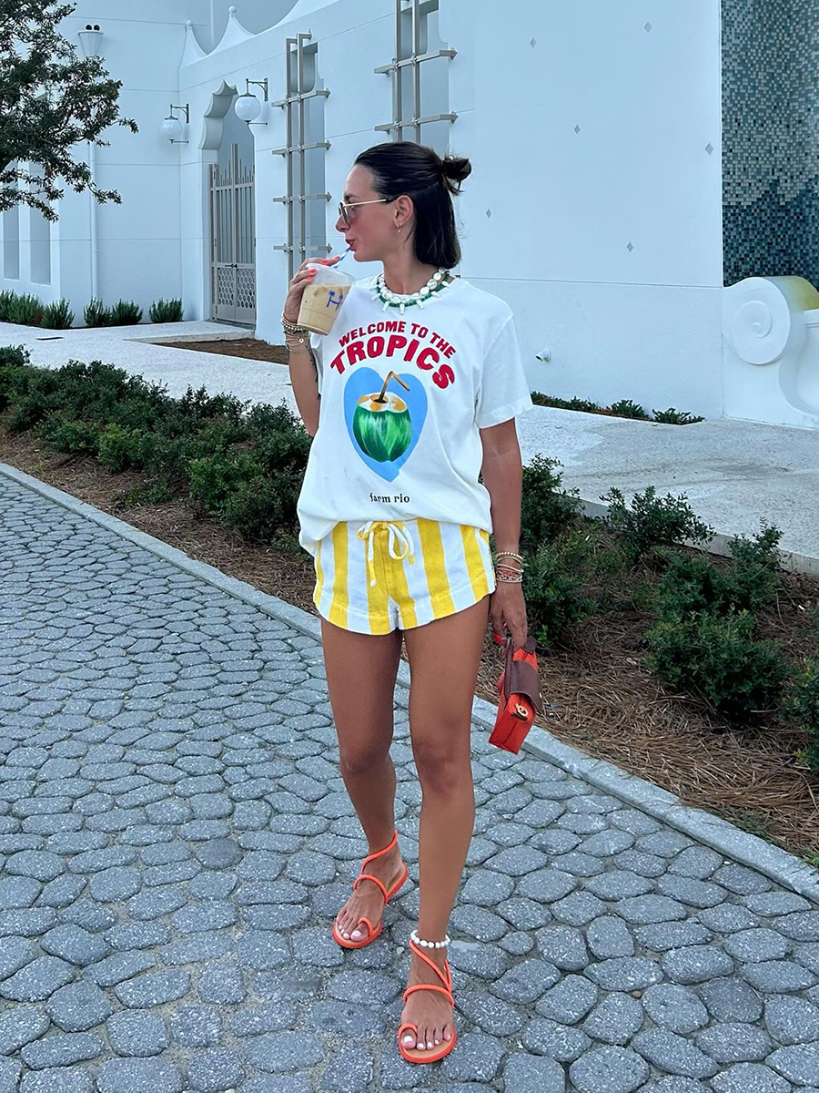 American Retro Coconut Print Pure Cotton Short-Sleeve T-Shirt for Women - Oversized Summer Y2K Trendy Top American Retro Coconut Print Pure Cotton Short-Sleeve T-Shirt for Women - Oversized Summer Y2K Trendy Top