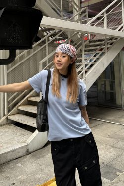 American Retro Color-Blocking Striped Short Sleeve T-Shirt with Small Collar for Women - Trendy Summer Streetwear