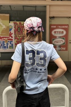 American Retro Color-Blocking Striped Short Sleeve T-Shirt with Small Collar for Women - Trendy Summer Streetwear