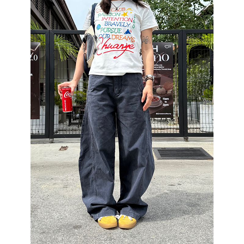 American Retro Curved Knife Pants - Loose Fit, Washed Spliced Design, Casual Long Pants for Men and Women, Y2K Style American Retro Curved Knife Pants - Loose Fit, Washed Spliced Design, Casual Long Pants for Men and Women, Y2K Style