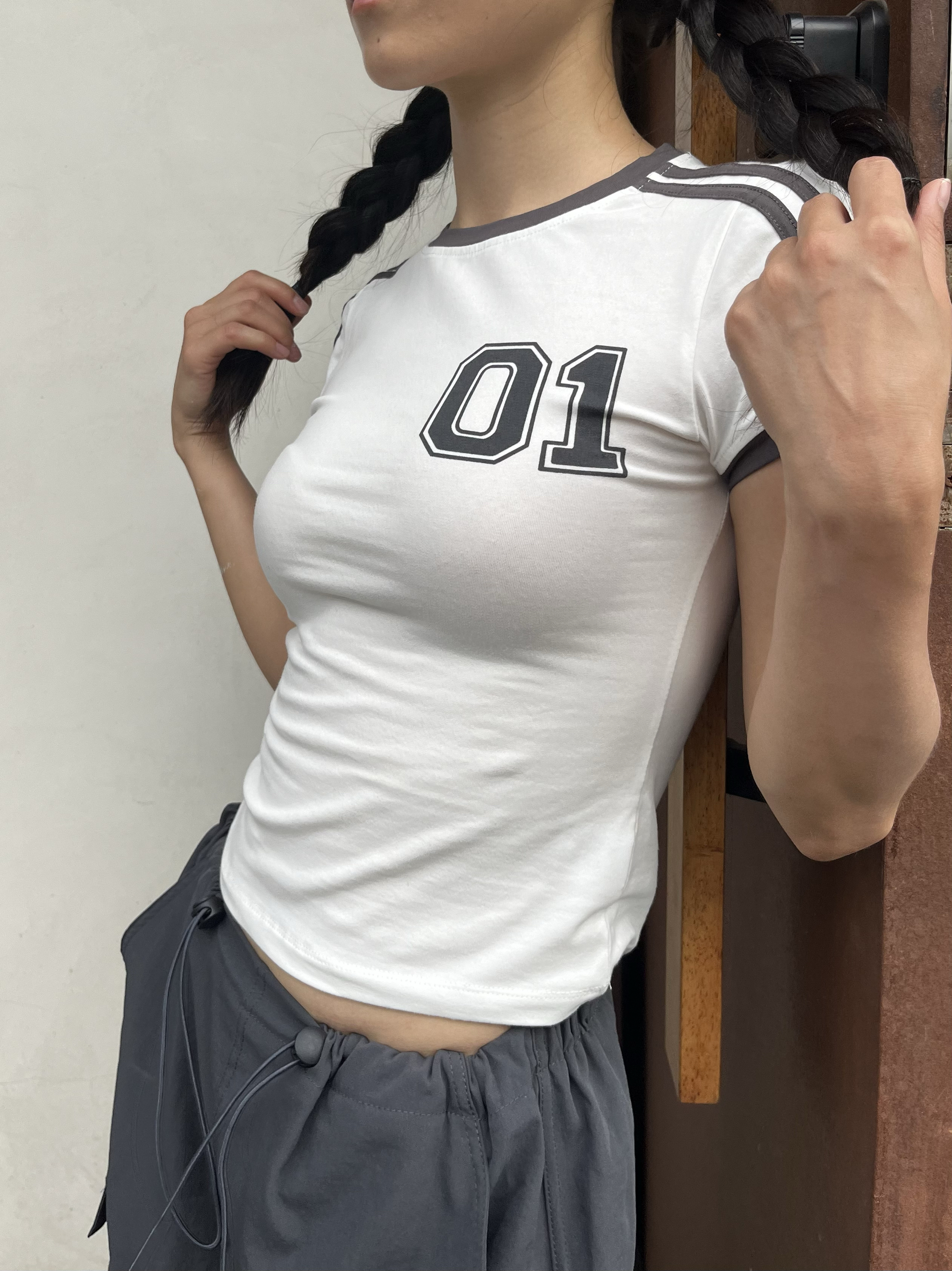 American Retro Digital Color Block Slim Fit Short Sleeve T-Shirt - Versatile 90s Inspired Style for Modern Fashion 2025 American Retro Digital Color Block Slim Fit Short Sleeve T-Shirt - Versatile 90s Inspired Style for Modern Fashion 2025