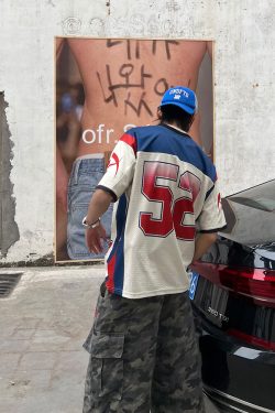 American Retro Digital Print Short Sleeve Jersey T-Shirt for Men and Women - Summer Loose Sports Tee, Breathable Casual Wear