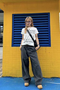 American Retro Distressed Printed Shoulder Short Sleeve Women's T-Shirt - Casual Summer Top, Y2K Style