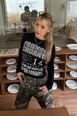 American Retro Distressed Printed Shoulder Short Sleeve Women's T-Shirt - Casual Summer Top, Y2K Style