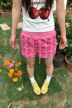 American Retro Dog Paw Print Low-Waist Three-Point Shorts for Summer – Unisex Loose Fit Casual Elastic Waist Pants