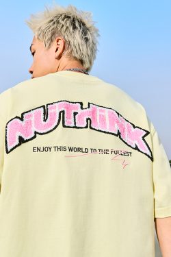 American Retro Embroidered Letter Short-Sleeve T-Shirt for Couples - Trendy 2025 Summer Style