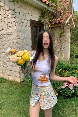 American Retro Floral Slim-Fit Mini Skirt for Women – Elegant Body-Hugging Pencil Skirt in Sexy Style